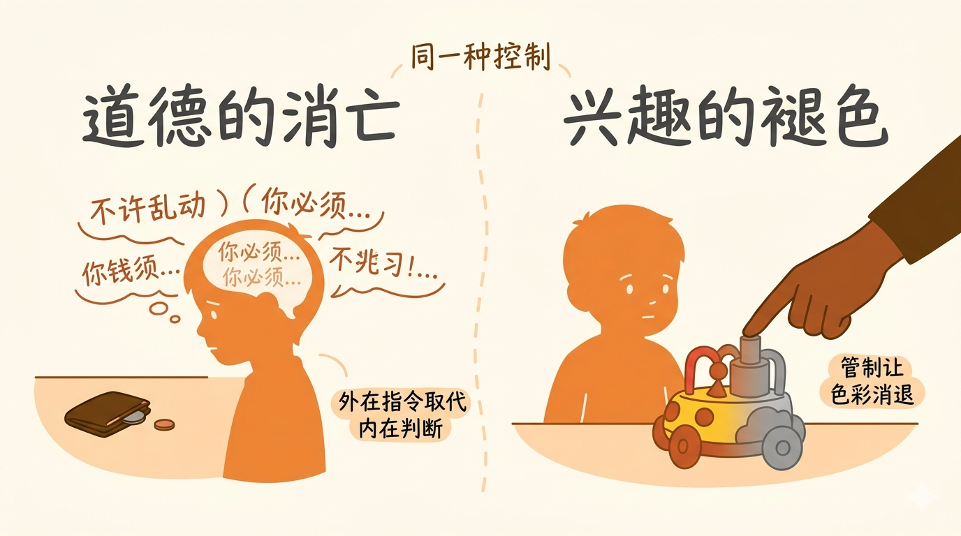 管制同时扼杀道德感和兴趣——外在指令取代内在判断