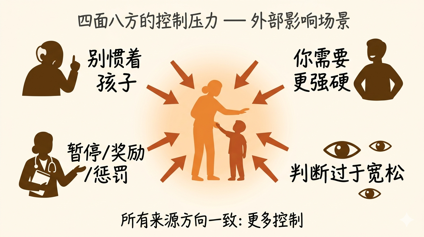 四面八方的控制压力——所有来源方向一致