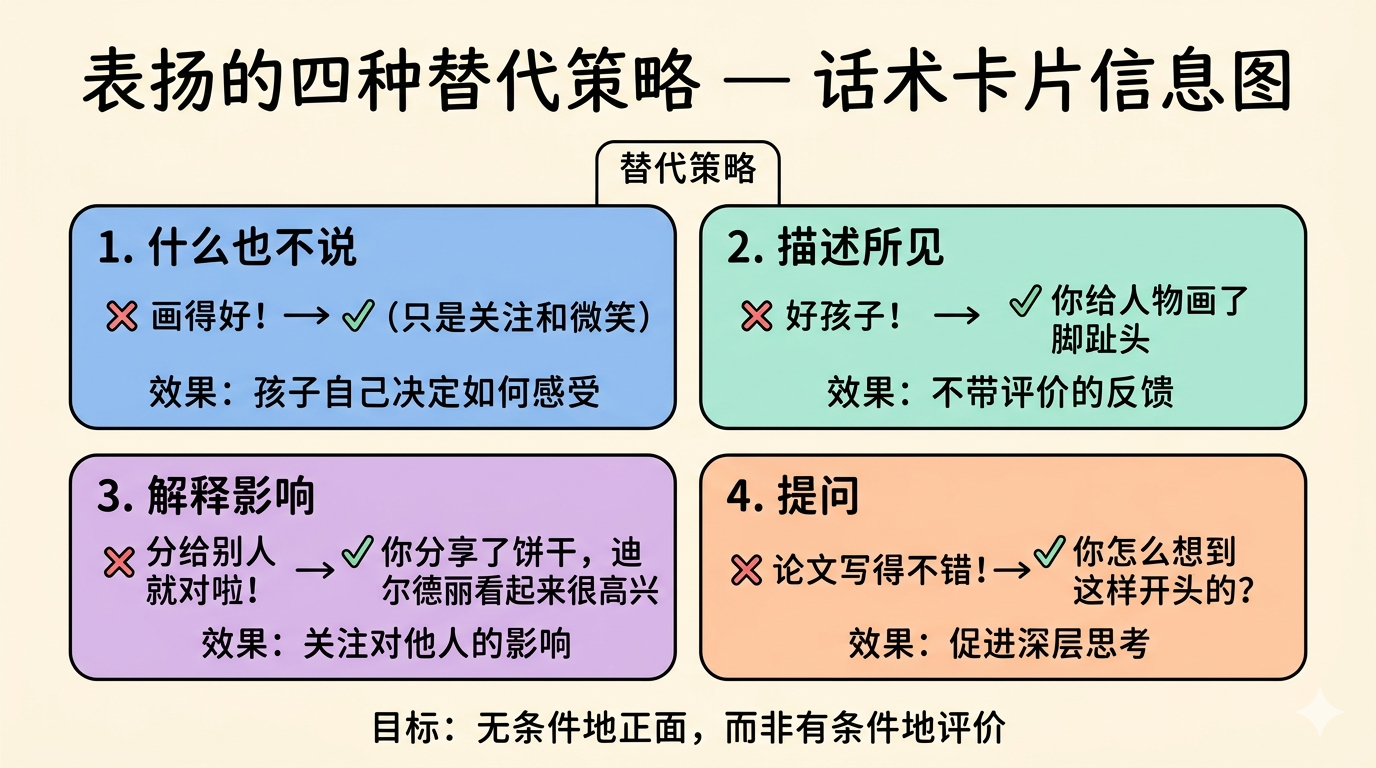 四种替代策略：沉默/描述所见/解释影响/提问