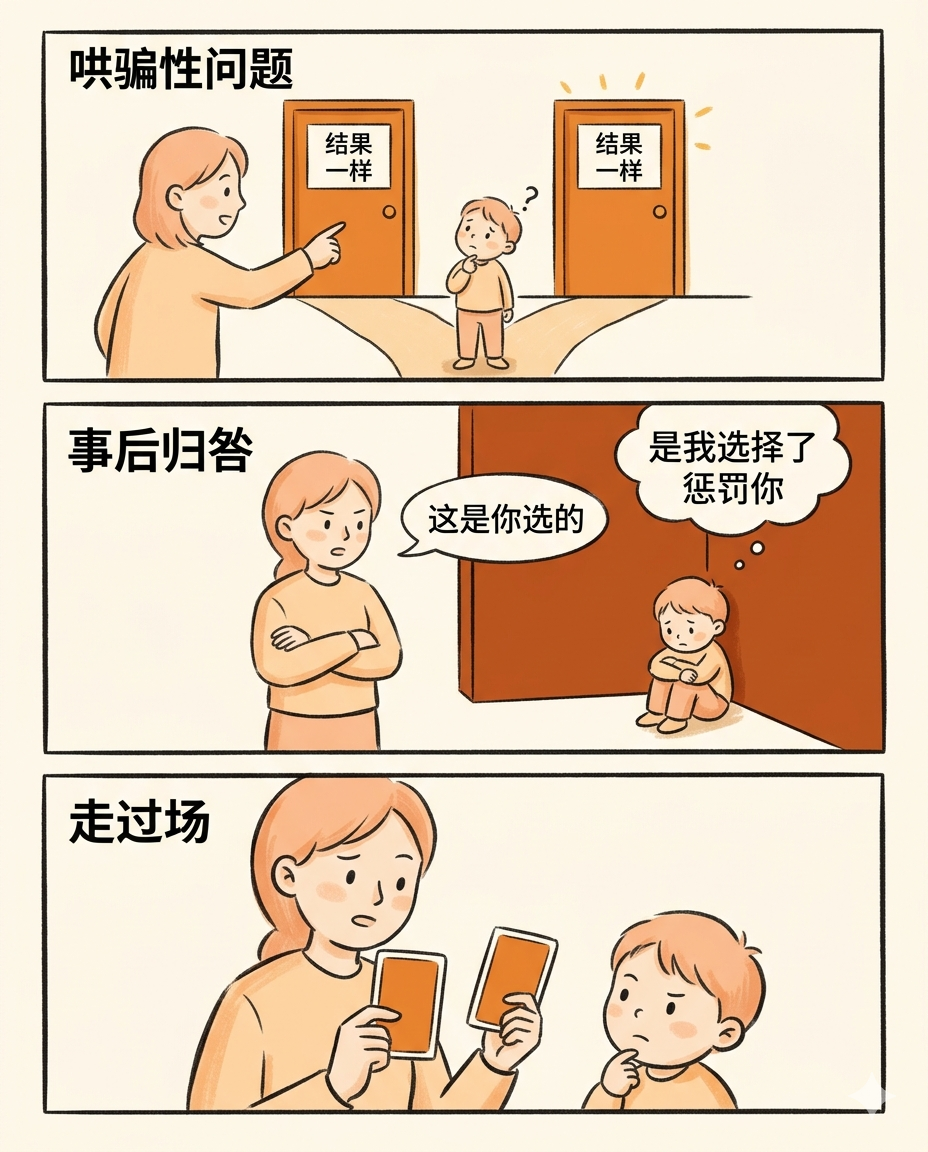 三种伪抉择：哄骗性问题、事后归咎、走过场