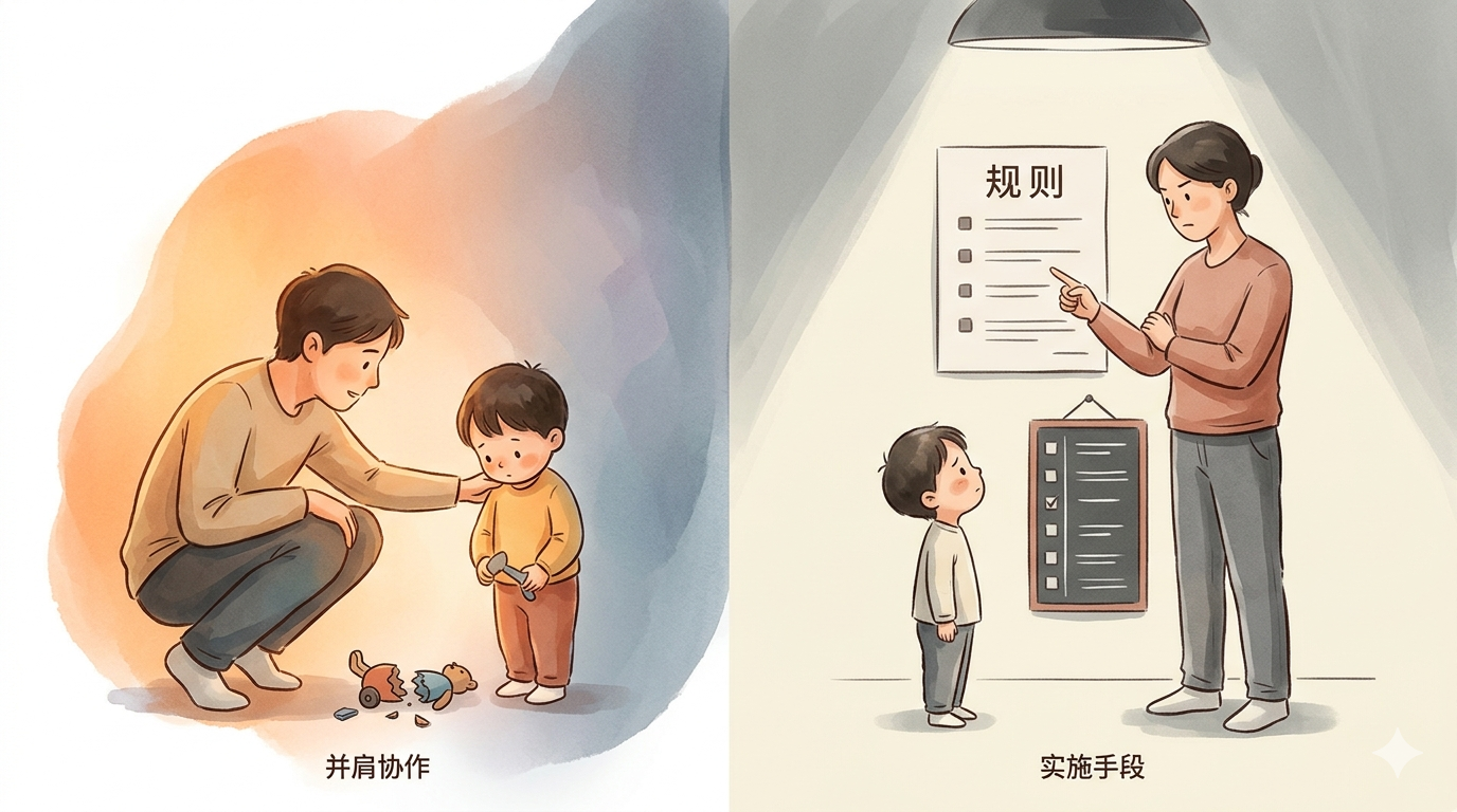 并肩协作 vs 实施手段——两种管教方式对比