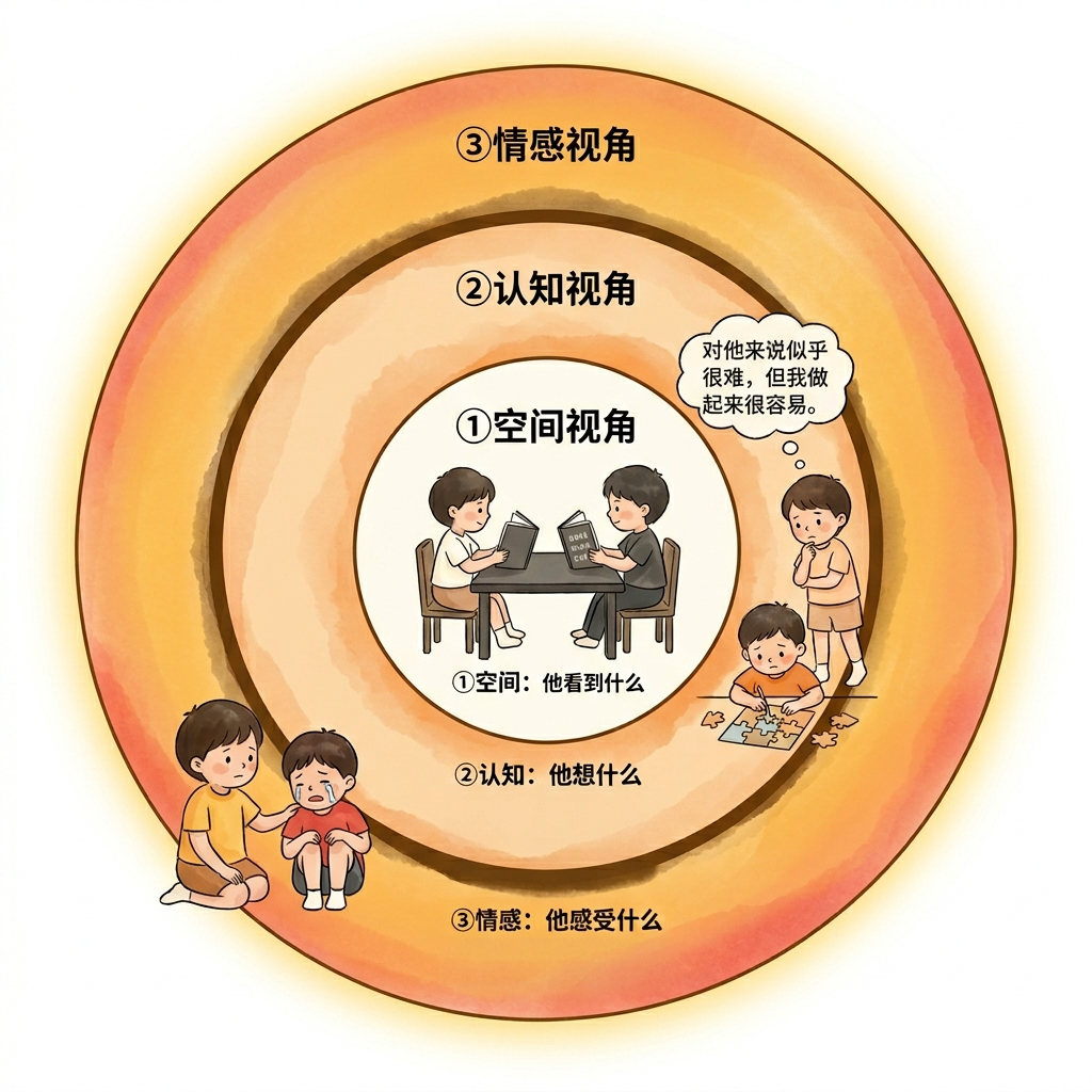 换位思考三层次：空间→认知→情感